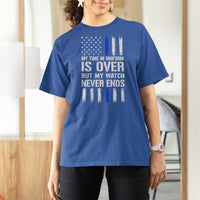 Police Retirement T Shirt For Women My Time In Uniform Is Over USA Flag Retied Officer Gifts