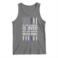 Police Retirement Tank Top My Time In Uniform Is Over USA Flag Retied Officer Gifts