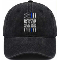 Police Retirement Washed Cotton Baseball Cap My Time In Uniform Is Over USA Flag Retied Officer Gifts