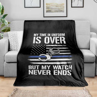 Police Retirement Throw Blanket Handcuffs US Flag Retired Police Graphic
