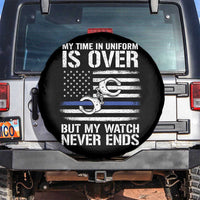Police Retirement Spare Tire Cover Handcuffs US Flag Retired Police Graphic