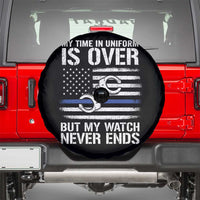 Police Retirement Spare Tire Cover Handcuffs US Flag Retired Police Graphic