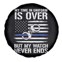 Police Retirement Spare Tire Cover Handcuffs US Flag Retired Police Graphic