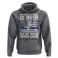 Police Retirement Hoodie Handcuffs US Flag Retired Police Graphic