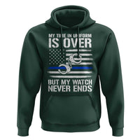Police Retirement Hoodie Handcuffs US Flag Retired Police Graphic