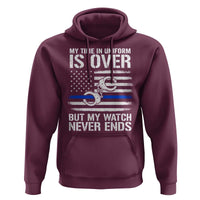 Police Retirement Hoodie Handcuffs US Flag Retired Police Graphic