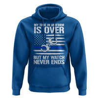 Police Retirement Hoodie Handcuffs US Flag Retired Police Graphic