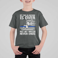 Police Retirement T Shirt For Kid Handcuffs US Flag Retired Police Graphic