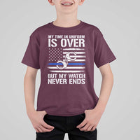 Police Retirement T Shirt For Kid Handcuffs US Flag Retired Police Graphic