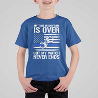 Police Retirement T Shirt For Kid Handcuffs US Flag Retired Police Graphic