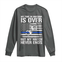 Police Retirement Long Sleeve Shirt Handcuffs US Flag Retired Police Graphic