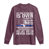 Police Retirement Long Sleeve Shirt Handcuffs US Flag Retired Police Graphic