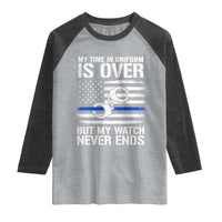 Police Retirement Raglan Shirt Handcuffs US Flag Retired Police Graphic