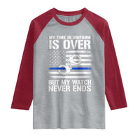 Police Retirement Raglan Shirt Handcuffs US Flag Retired Police Graphic