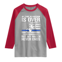 Police Retirement Raglan Shirt Handcuffs US Flag Retired Police Graphic
