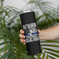 Police Retirement Skinny Tumbler Handcuffs US Flag Retired Police Graphic