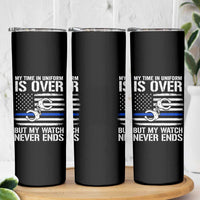 Police Retirement Skinny Tumbler Handcuffs US Flag Retired Police Graphic