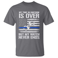 Police Retirement T Shirt Handcuffs US Flag Retired Police Graphic