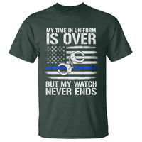 Police Retirement T Shirt Handcuffs US Flag Retired Police Graphic