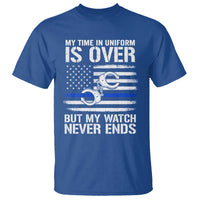 Police Retirement T Shirt Handcuffs US Flag Retired Police Graphic