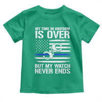 Police Retirement Toddler T Shirt Handcuffs US Flag Retired Police Graphic