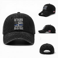 Police Retirement Washed Cotton Baseball Cap Handcuffs US Flag Retired Police Graphic
