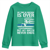 Police Retirement Youth Sweatshirt Handcuffs US Flag Retired Police Graphic