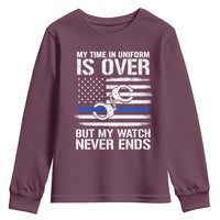 Police Retirement Youth Sweatshirt Handcuffs US Flag Retired Police Graphic