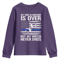 Police Retirement Youth Sweatshirt Handcuffs US Flag Retired Police Graphic