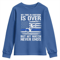 Police Retirement Youth Sweatshirt Handcuffs US Flag Retired Police Graphic
