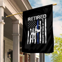 Police Retirement Garden Flag Retired Not My Problem Anymore Handcuffs US Flag Retired Police Graphic