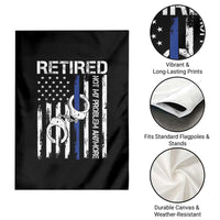 Police Retirement Garden Flag Retired Not My Problem Anymore Handcuffs US Flag Retired Police Graphic