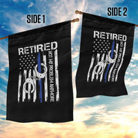 Police Retirement Garden Flag Retired Not My Problem Anymore Handcuffs US Flag Retired Police Graphic