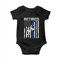 Police Retirement Baby Onesie Retired Not My Problem Anymore Handcuffs US Flag Retired Police Graphic