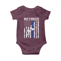 Police Retirement Baby Onesie Retired Not My Problem Anymore Handcuffs US Flag Retired Police Graphic