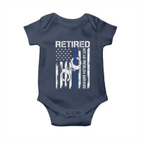 Police Retirement Baby Onesie Retired Not My Problem Anymore Handcuffs US Flag Retired Police Graphic