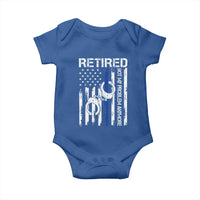 Police Retirement Baby Onesie Retired Not My Problem Anymore Handcuffs US Flag Retired Police Graphic