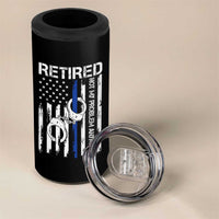 Police Retirement 4 in 1 Can Cooler Tumbler Retired Not My Problem Anymore Handcuffs US Flag Retired Police Graphic