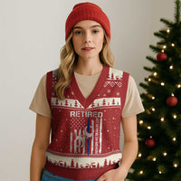 Police Retirement V-Neck Knit Sweater Vest Retired Not My Problem Anymore Handcuffs US Flag Retired Police Graphic