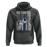 Police Retirement Hoodie Retired Not My Problem Anymore Handcuffs US Flag Retired Police Graphic