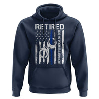 Police Retirement Hoodie Retired Not My Problem Anymore Handcuffs US Flag Retired Police Graphic