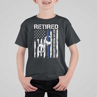 Police Retirement T Shirt For Kid Retired Not My Problem Anymore Handcuffs US Flag Retired Police Graphic