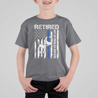 Police Retirement T Shirt For Kid Retired Not My Problem Anymore Handcuffs US Flag Retired Police Graphic