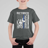 Police Retirement T Shirt For Kid Retired Not My Problem Anymore Handcuffs US Flag Retired Police Graphic