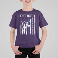 Police Retirement T Shirt For Kid Retired Not My Problem Anymore Handcuffs US Flag Retired Police Graphic