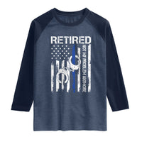 Police Retirement Raglan Shirt Retired Not My Problem Anymore Handcuffs US Flag Retired Police Graphic