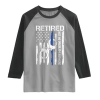 Police Retirement Raglan Shirt Retired Not My Problem Anymore Handcuffs US Flag Retired Police Graphic
