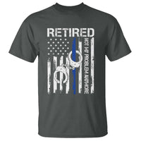 Police Retirement T Shirt Retired Not My Problem Anymore Handcuffs US Flag Retired Police Graphic
