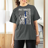 Police Retirement T Shirt For Women Retired Not My Problem Anymore Handcuffs US Flag Retired Police Graphic