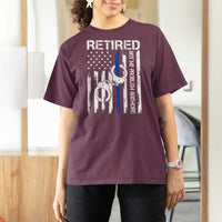 Police Retirement T Shirt For Women Retired Not My Problem Anymore Handcuffs US Flag Retired Police Graphic
